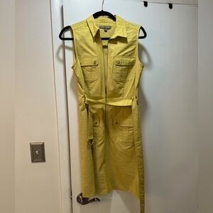 Yellow Sleeveless Belted Dress